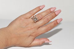 Antique Circa 1900s 8k Gold Natural Rose Cut Diamond Decorated Pretty Ring