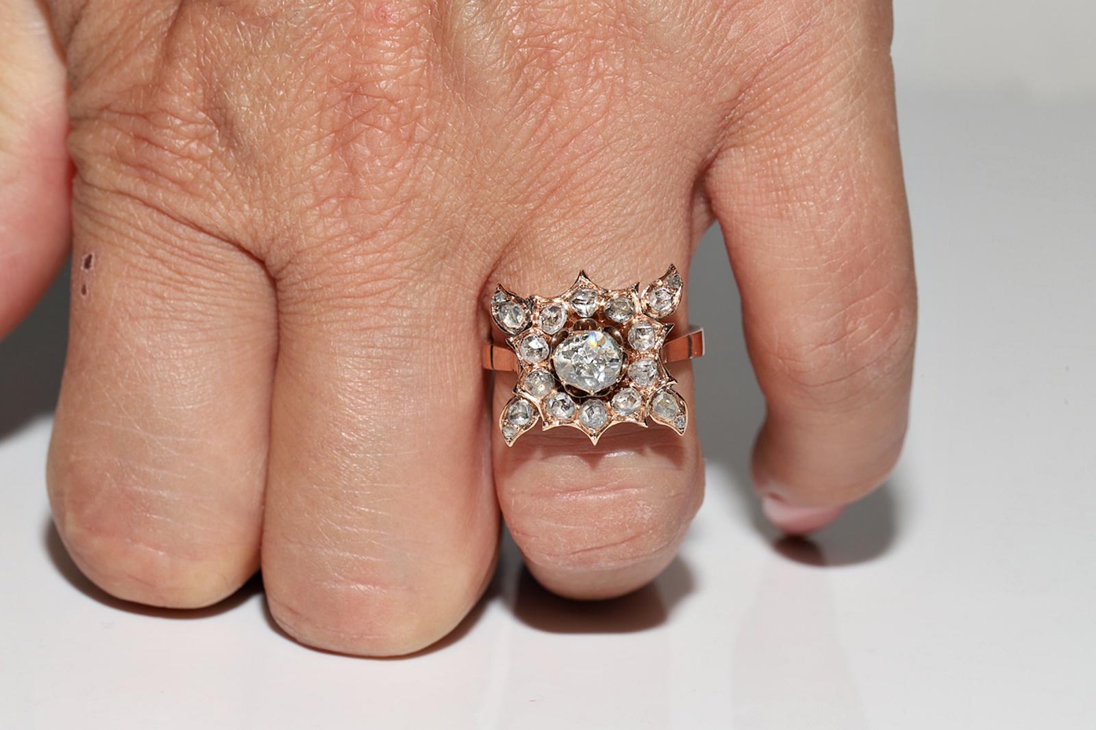 Victorien Jolie bague ancienne des années 1900 en or 8 carats décorée de diamants naturels taille rose en vente