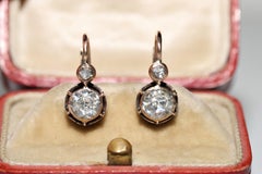 Antique Circa 1900s 8k Gold Natural Rose Cut Diamond Solitaire Earring