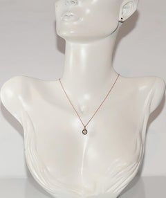 Antique Circa 1900s 8k Gold Natural Rose Cut Diamond Solitaire Pendant Necklace