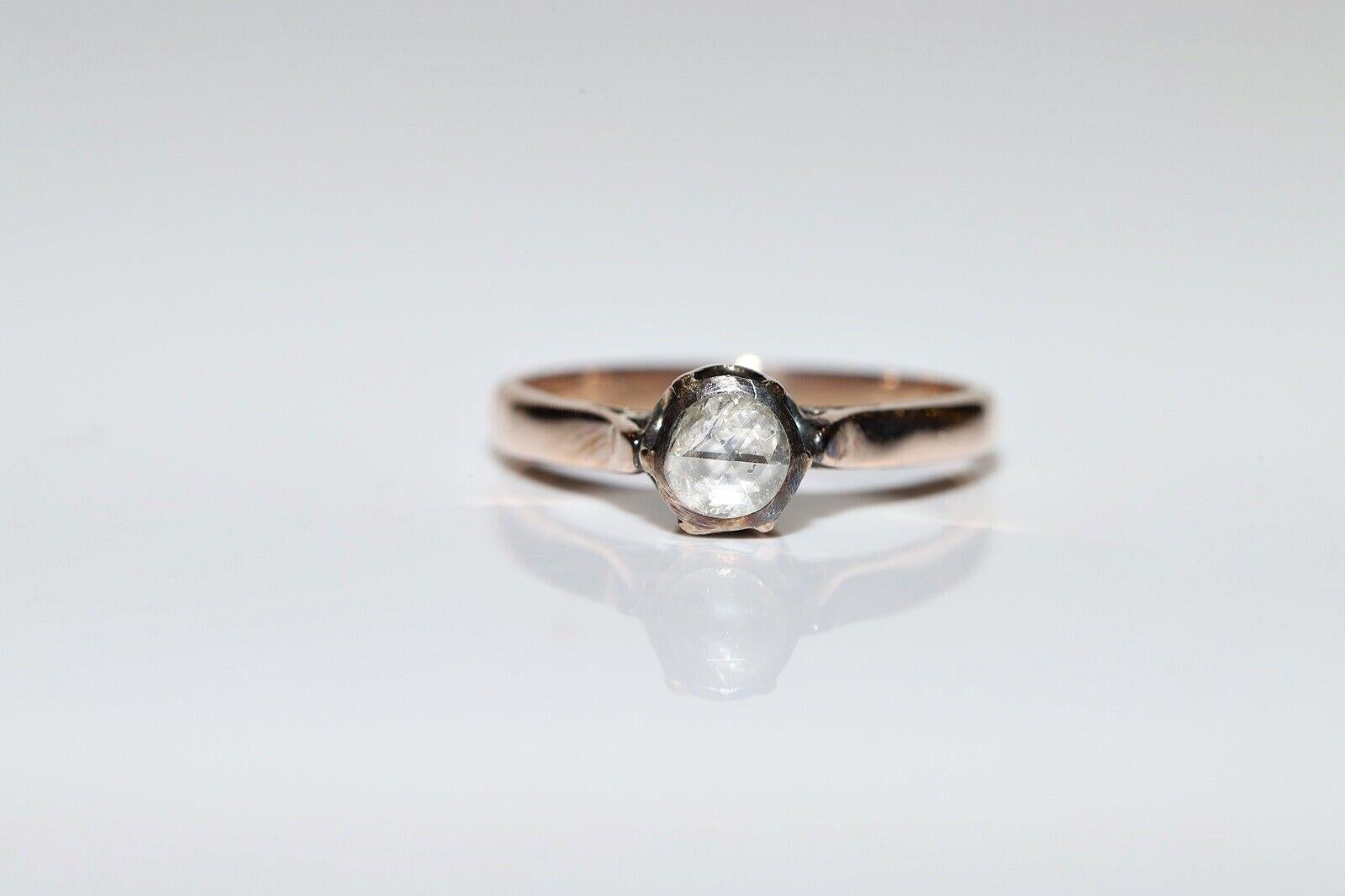 Antiguo anillo solitario de diamantes naturales talla rosa de oro de 8 quilates de la década de 1900 en Bueno estado para la venta en Fatih/İstanbul, 34