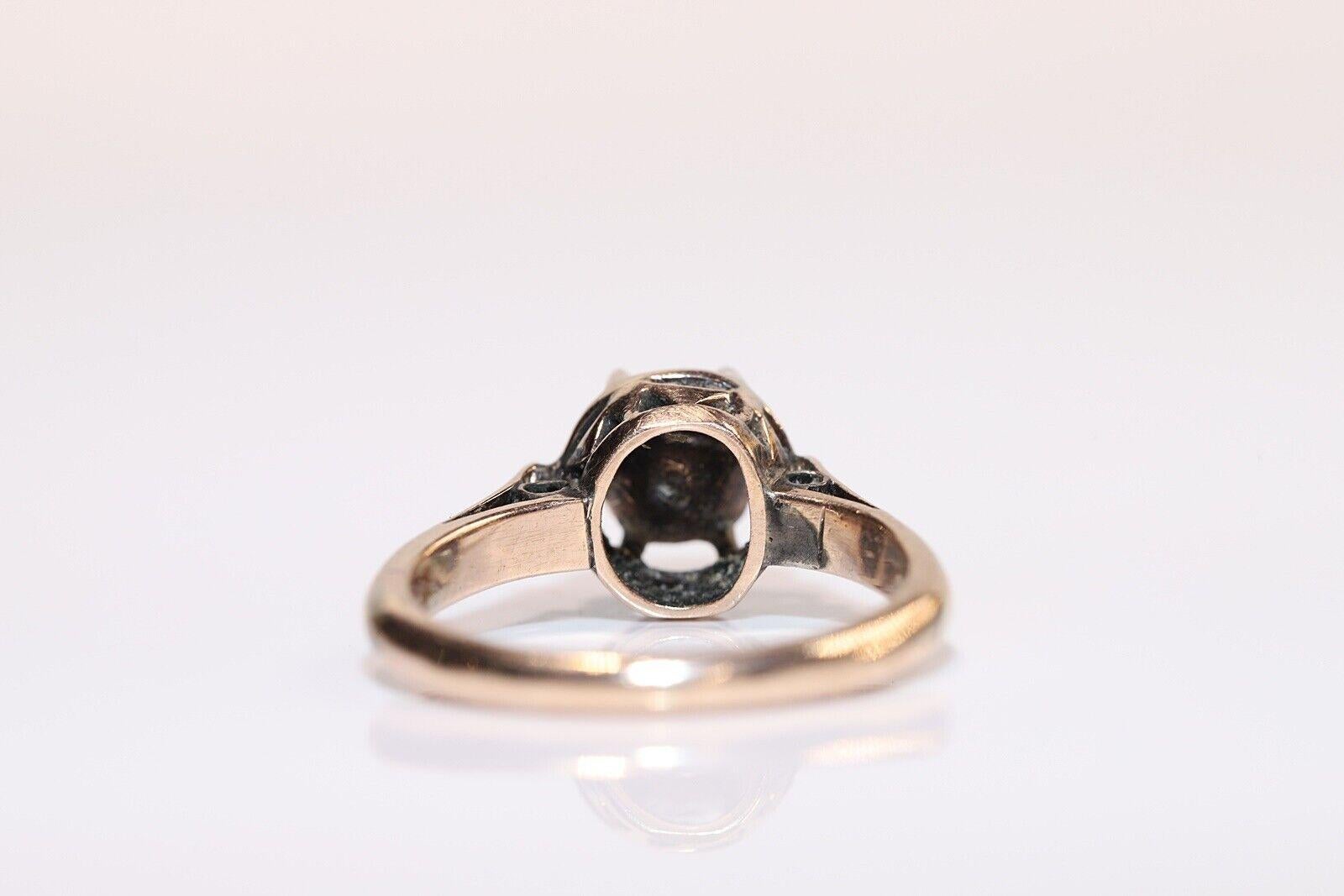 Antique Circa 1900s 8k Gold Natural Rose Cut Diamond Solitaire Ring For Sale 2