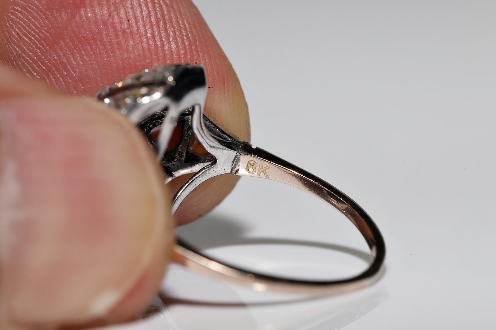 Bague ancienne datant des années 1900, or 8 carats, argent et diamants naturels décorés en vente 8