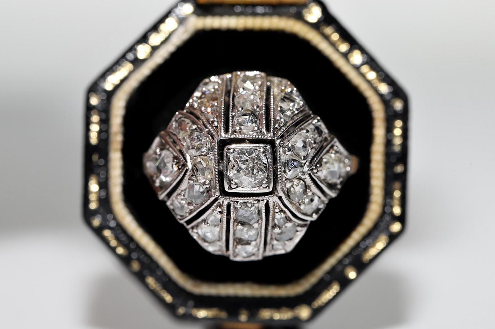 Bague ancienne datant des années 1900, or 8 carats, argent et diamants naturels décorés en vente 9