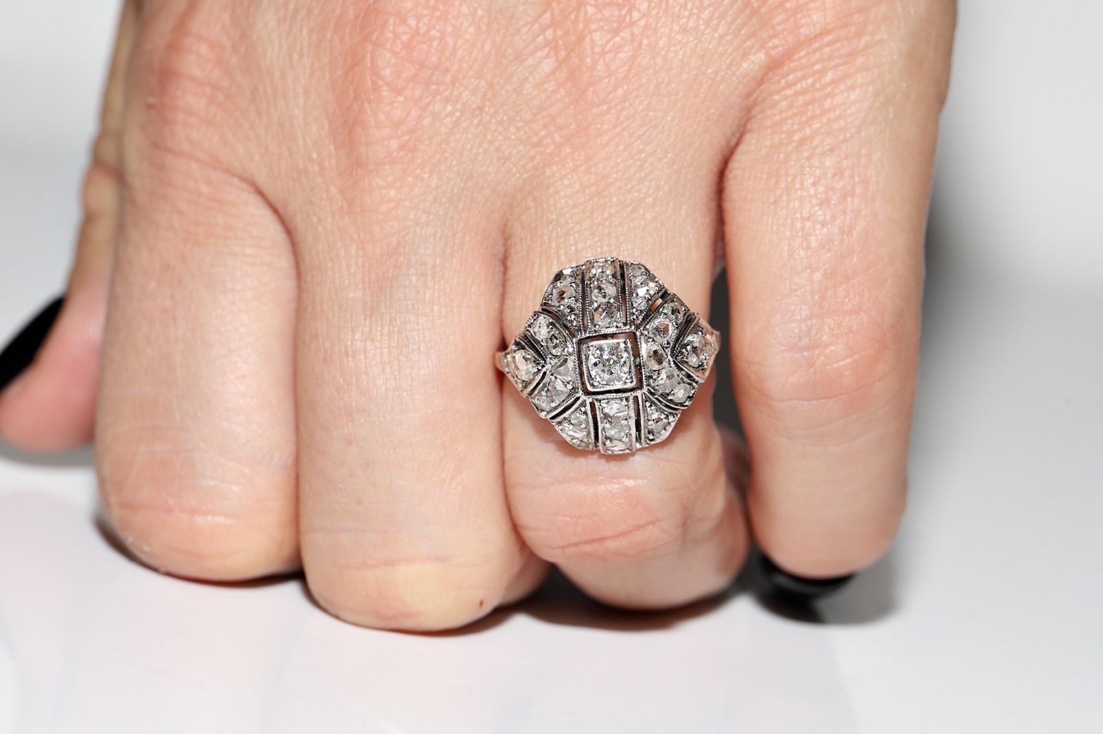 Victorien tardif Bague ancienne datant des années 1900, or 8 carats, argent et diamants naturels décorés en vente