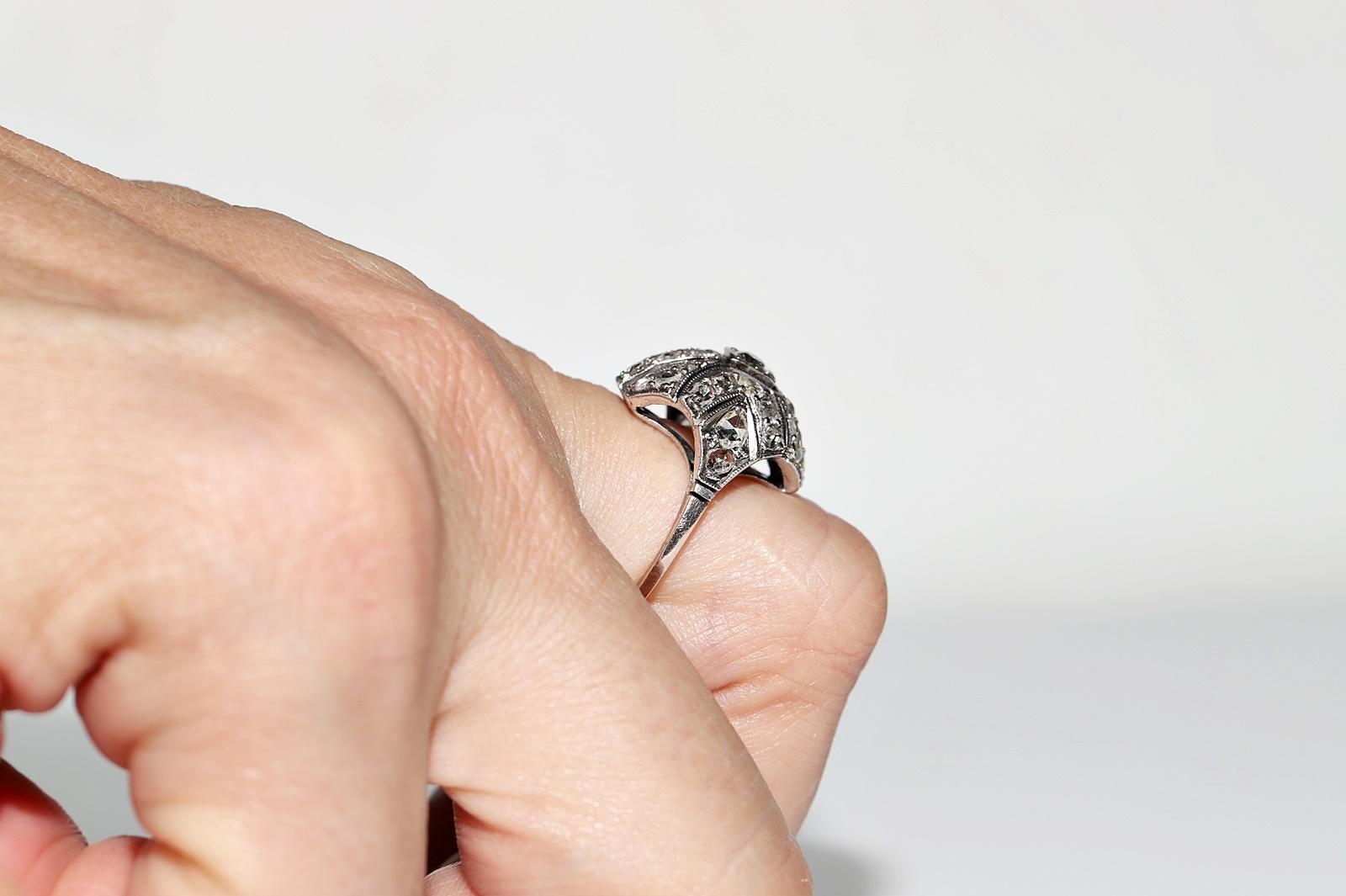 Taille rose Bague ancienne datant des années 1900, or 8 carats, argent et diamants naturels décorés en vente