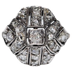 Antico anello decorato con diamanti naturali in oro 8k del 1900 A. Silver