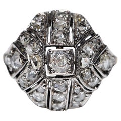 Antico anello decorato con diamanti naturali in oro 8k del 1900 A. Silver