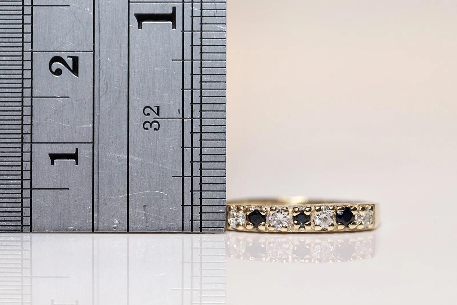 Antiker Ring aus 9 Karat Gold mit natürlichem Diamant und Saphir, um 1900, dekoriert  im Zustand „Gut“ im Angebot in Fatih/İstanbul, 34