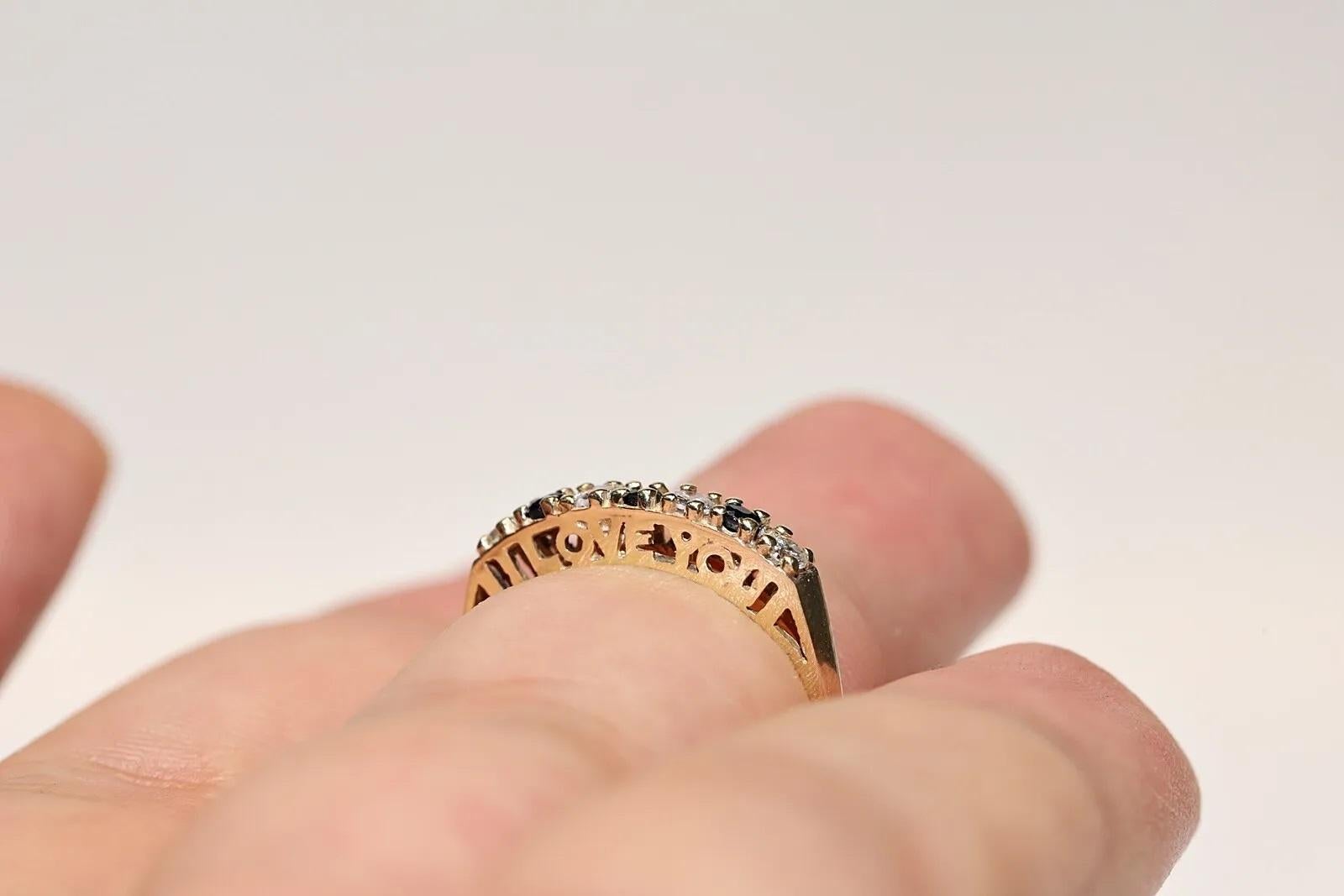 Antiker Ring aus 9 Karat Gold mit natürlichem Diamant und Saphir, um 1900, dekoriert  im Angebot 1