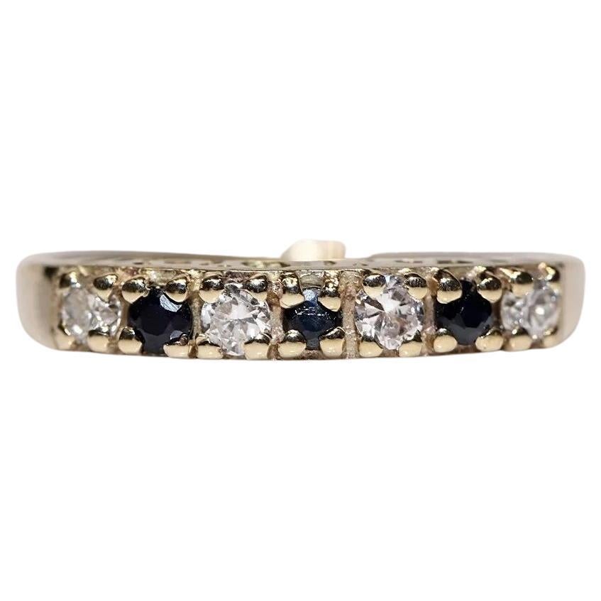 Antique Circa 1900s 9k Gold Natural Diamond And Sapphire Decorated Ring  For Sale