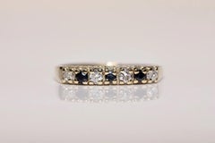 Antique Circa 1900s 9k Gold Natural Diamond And Sapphire Ring