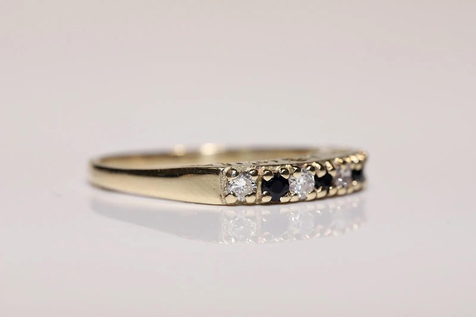 Antiker Ring aus 9 Karat Gold mit natürlichem Diamanten und Saphiren, um 1900 (Spätviktorianisch) im Angebot
