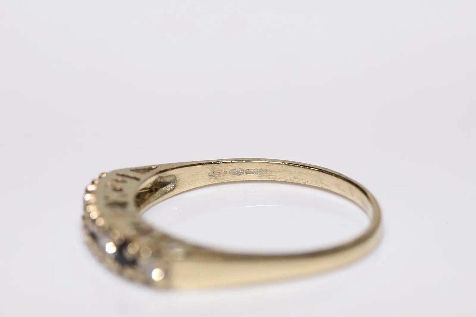Antiker Ring aus 9 Karat Gold mit natürlichem Diamanten und Saphiren, um 1900 (Brillantschliff) im Angebot