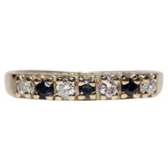 Antique Circa 1900s 9k Gold Natural Diamond And Sapphire Ring
