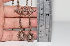 Antique Circa 1900s 9k Gold Natural Rose Cut Diamond Decorated Pendant Necklace