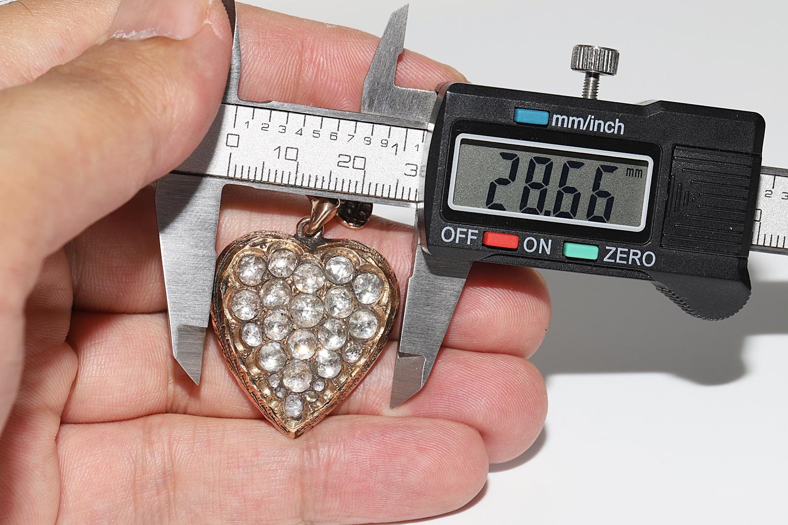 Pendentif ancien oiseau cœur en or 9 carats avec diamants naturels taille rose, datant des années 1900 en vente 5