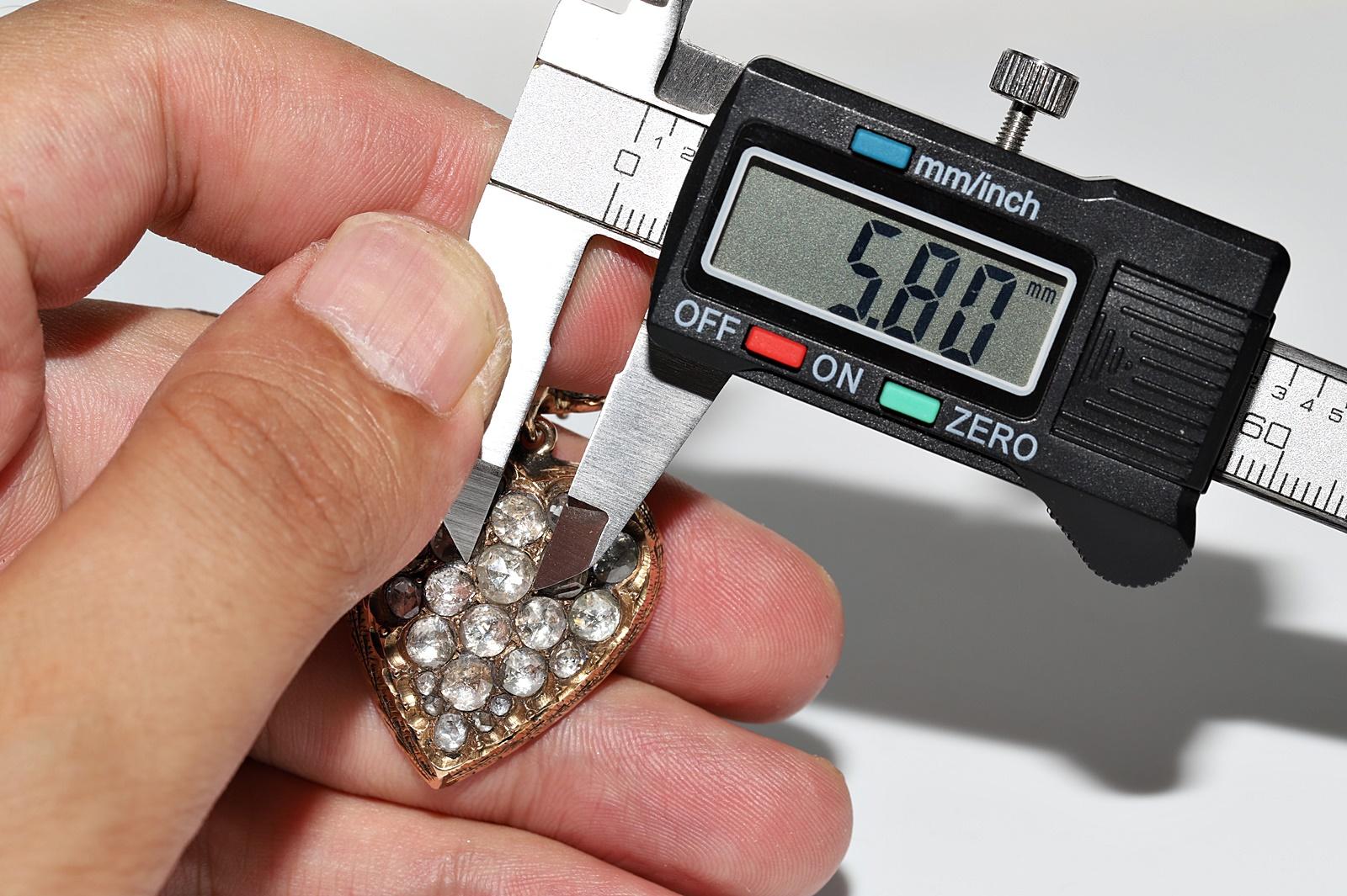 Pendentif ancien oiseau cœur en or 9 carats avec diamants naturels taille rose, datant des années 1900 en vente 6