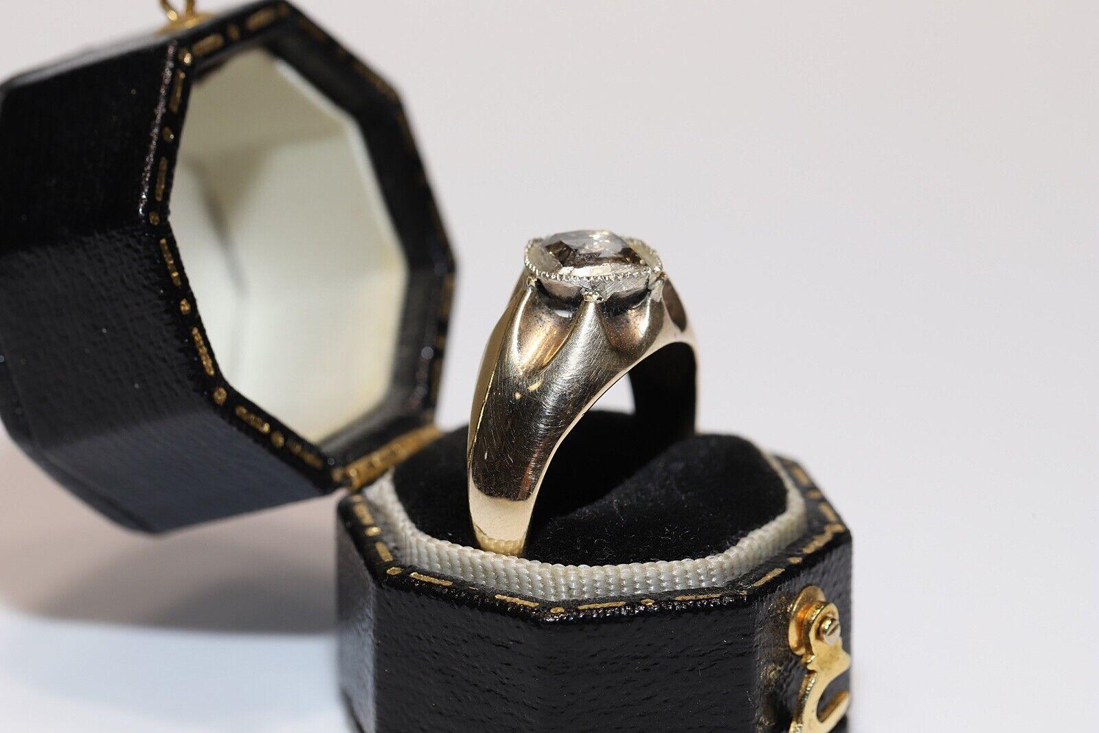Antique Circa 1900s 9k Gold Natural Rose Cut Diamond Solitaire Ring  7