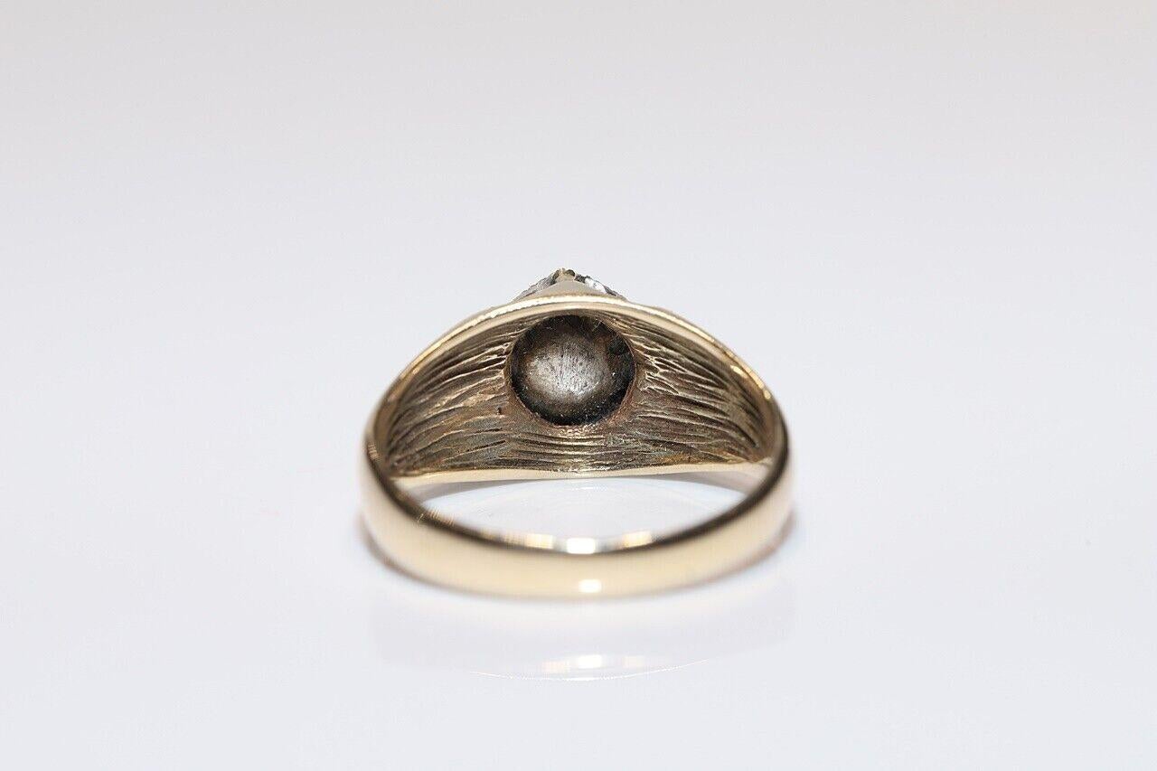 Antique Circa 1900s 9k Gold Natural Rose Cut Diamond Solitaire Ring  1