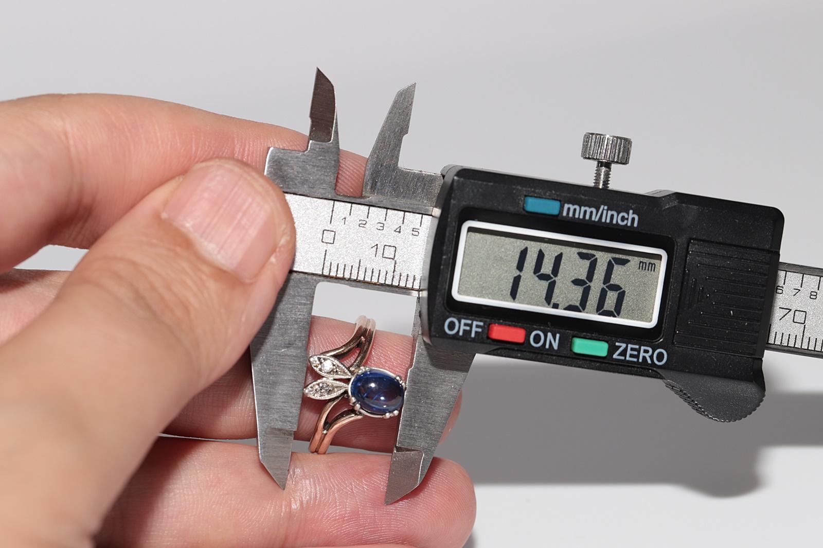 Antiker Ring, um 1900, 9 Karat Gold, Platin, Silber, natürlicher Diamant und Saphir im Angebot 10