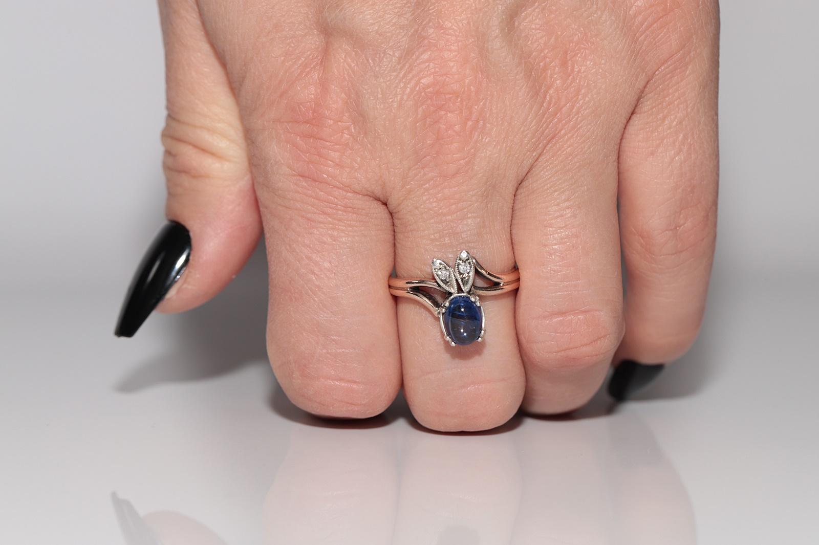 Antiker Ring, um 1900, 9 Karat Gold, Platin, Silber, natürlicher Diamant und Saphir (Viktorianisch) im Angebot