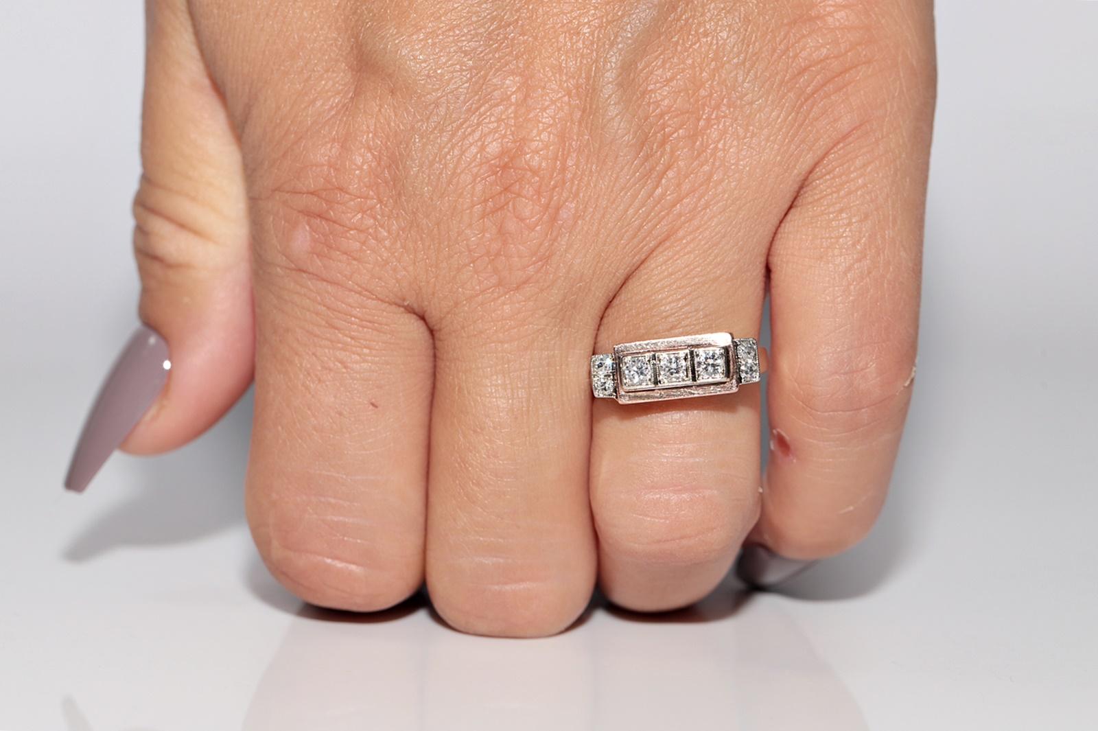 Ancienne bague artisanale des années 1900 en or 14 carats décorée de diamants naturels en vente 8