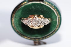 Antique Circa 1900s Handcrafted 14k Gold Natural Diamond Decorated Ring