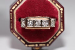 Antique Circa 1900s Handcrafted 14k Gold Natural Diamond Decorated Ring
