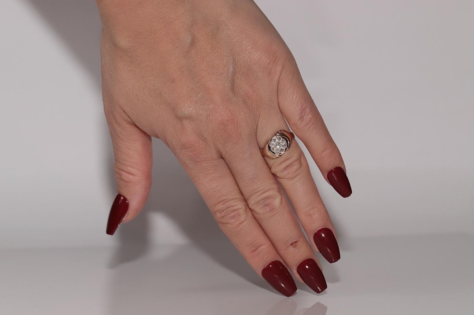 Victorian Antique Circa 1900s Handcrafted 14k Gold Natural Diamond Hand Ring For Sale