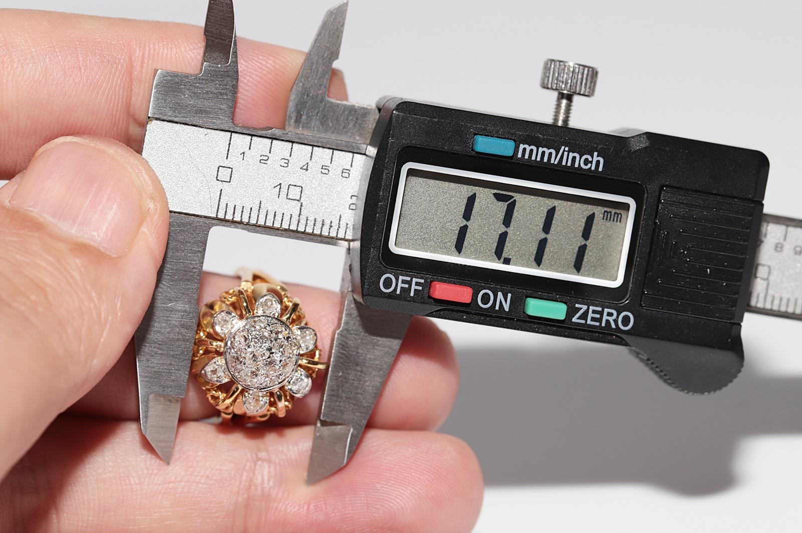 Bague ancienne des années 1900, fabriquée à la main en or 14 carats avec diamants naturels de taille ancienne en vente 5