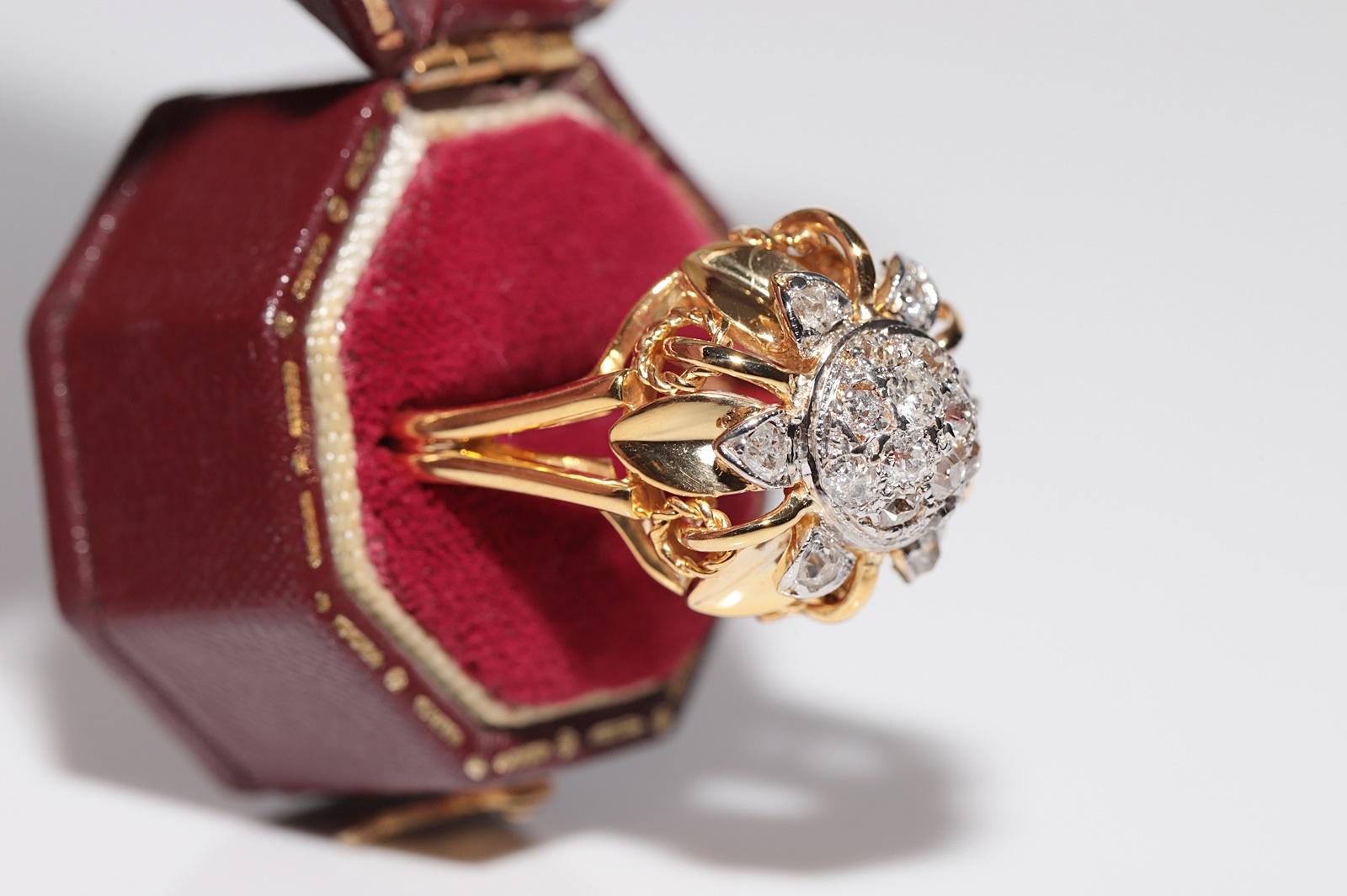 Anillo Antiguo Circa 1900s Hecho a Mano de Oro de 14k Decorado con Diamantes Naturales de Corte Antiguo Victoriano en venta