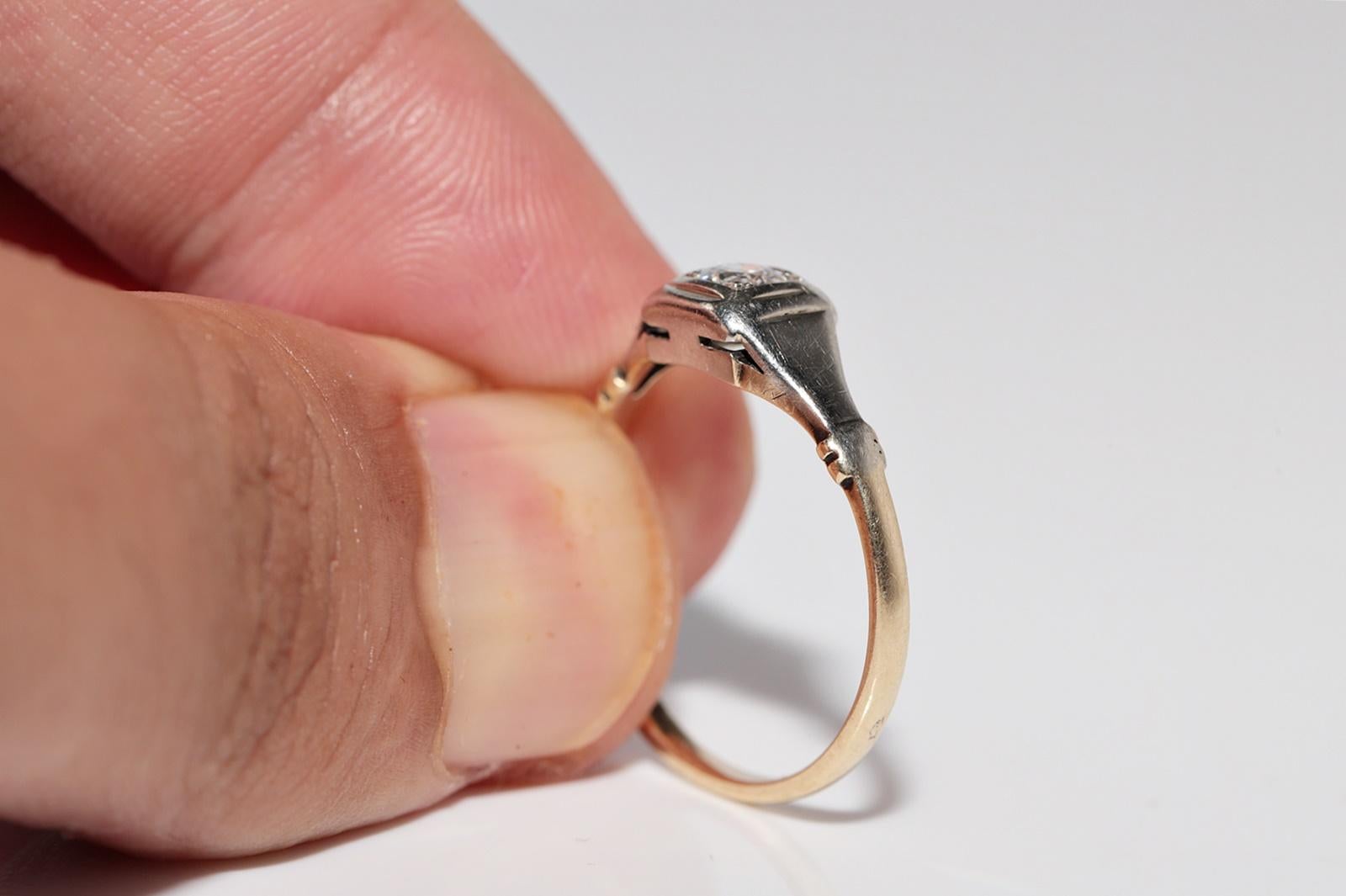Antike CIRCA 1900s handgefertigt 14k Gold natürlichen alten Schnitt Diamant Solitär Ring im Angebot 4
