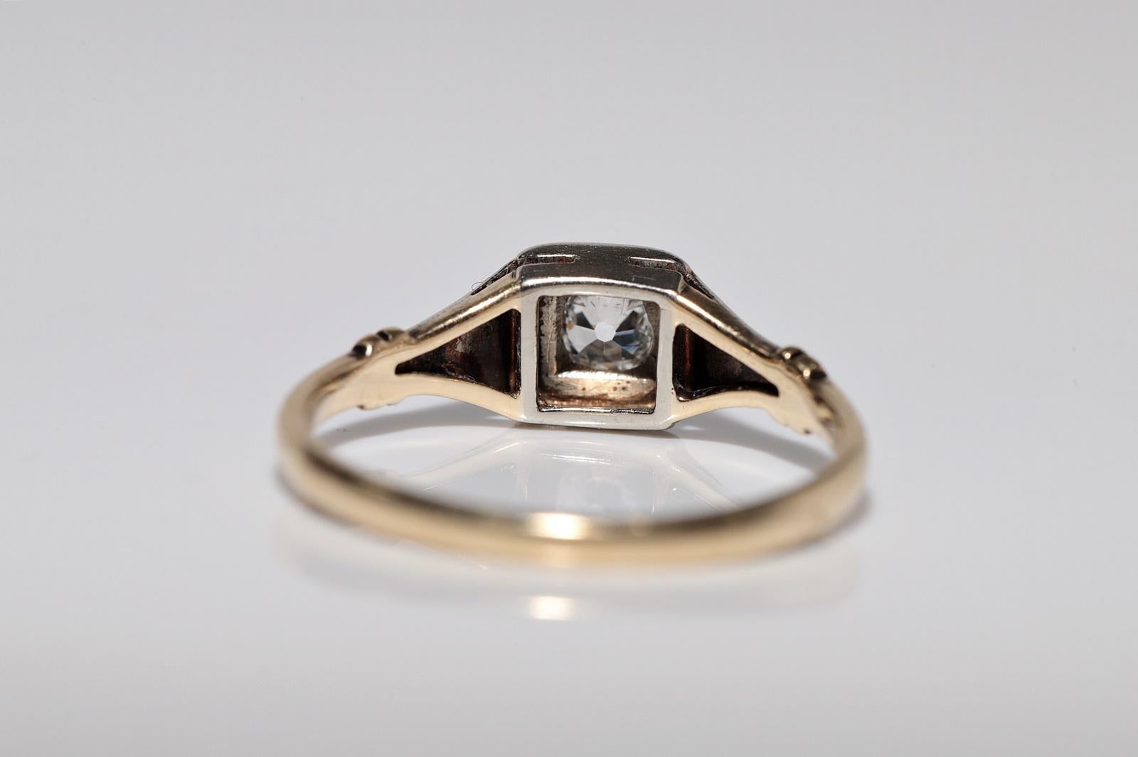 Antike CIRCA 1900s handgefertigt 14k Gold natürlichen alten Schnitt Diamant Solitär Ring im Angebot 5