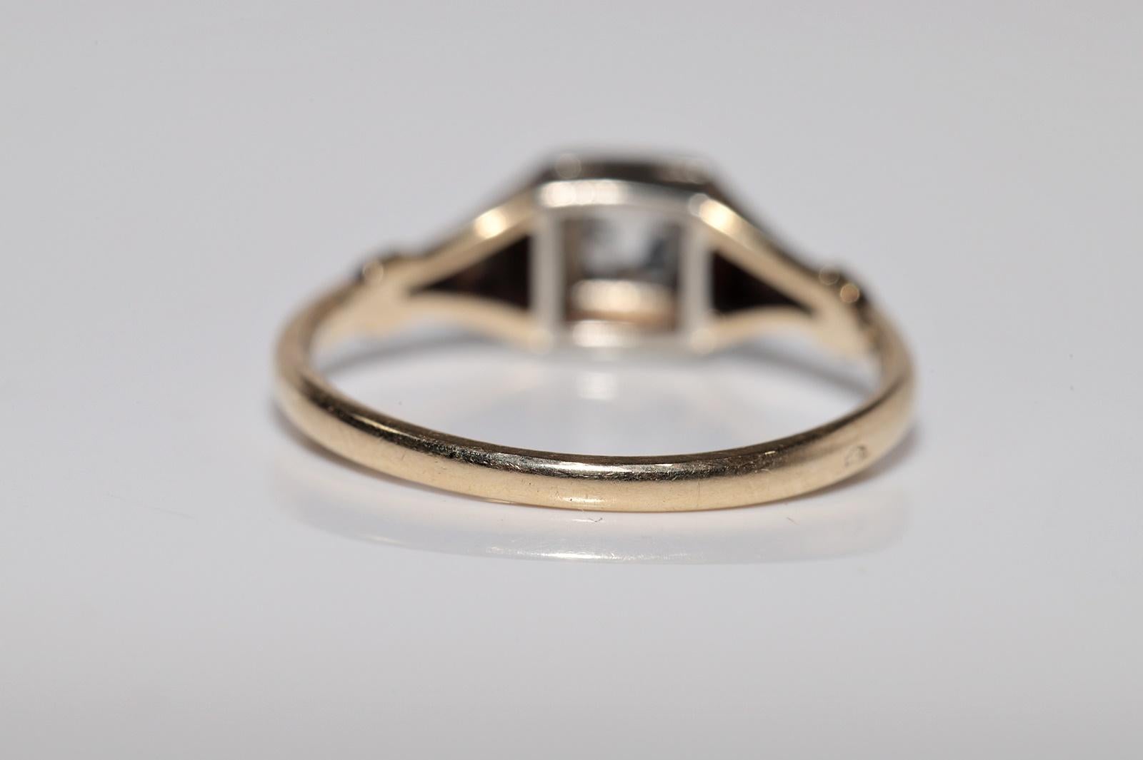 Antike CIRCA 1900s handgefertigt 14k Gold natürlichen alten Schnitt Diamant Solitär Ring im Angebot 6