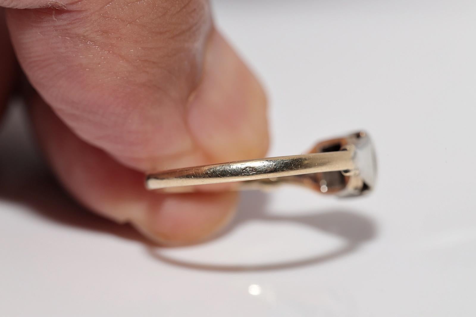 Antike CIRCA 1900s handgefertigt 14k Gold natürlichen alten Schnitt Diamant Solitär Ring im Angebot 7