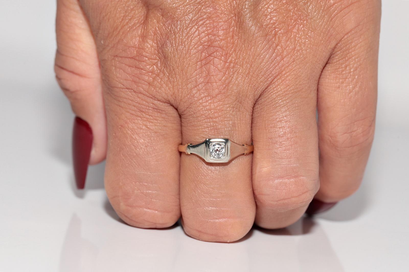 Antike CIRCA 1900s handgefertigt 14k Gold natürlichen alten Schnitt Diamant Solitär Ring im Angebot 10