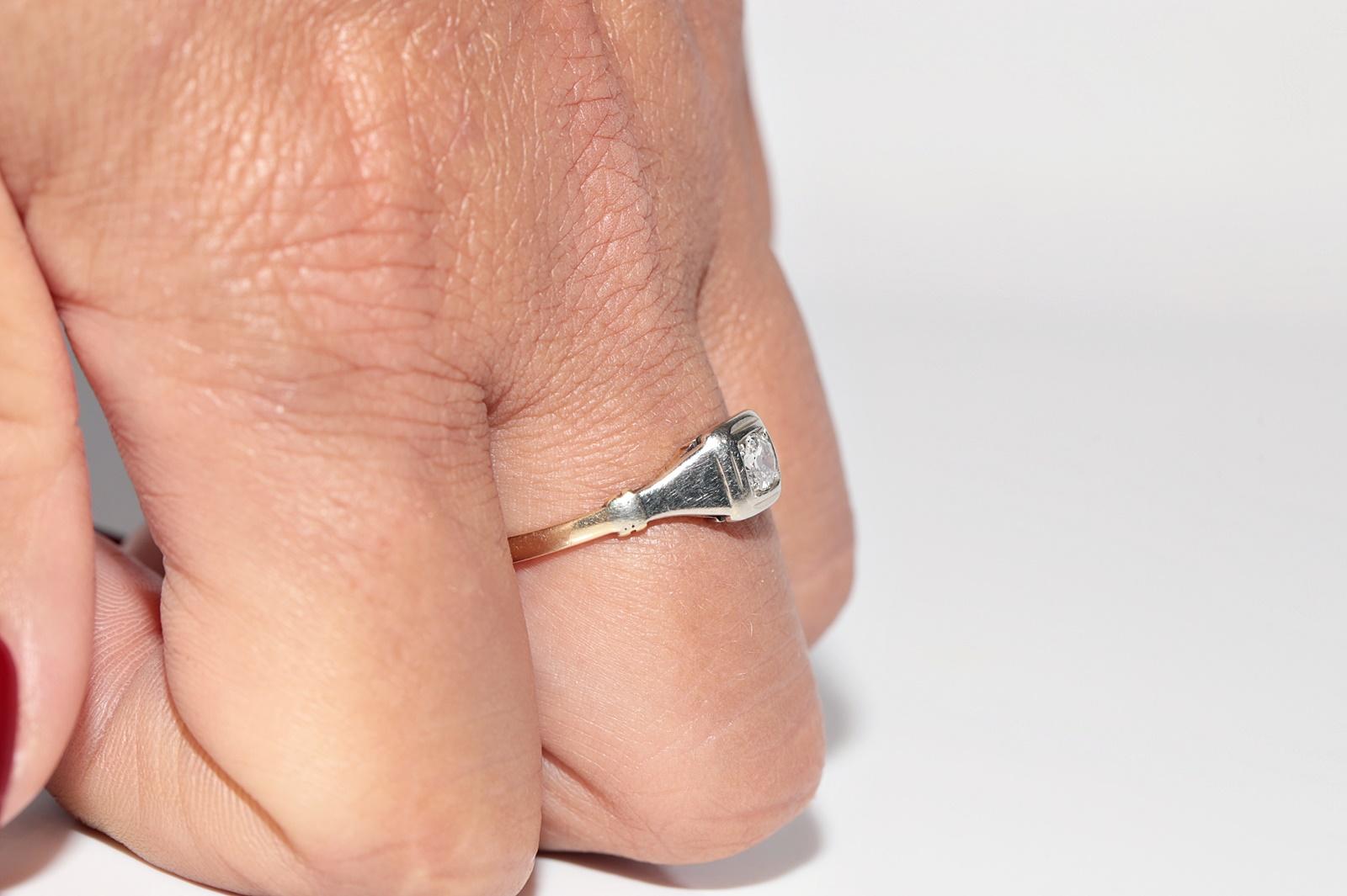 Antike CIRCA 1900s handgefertigt 14k Gold natürlichen alten Schnitt Diamant Solitär Ring im Angebot 11