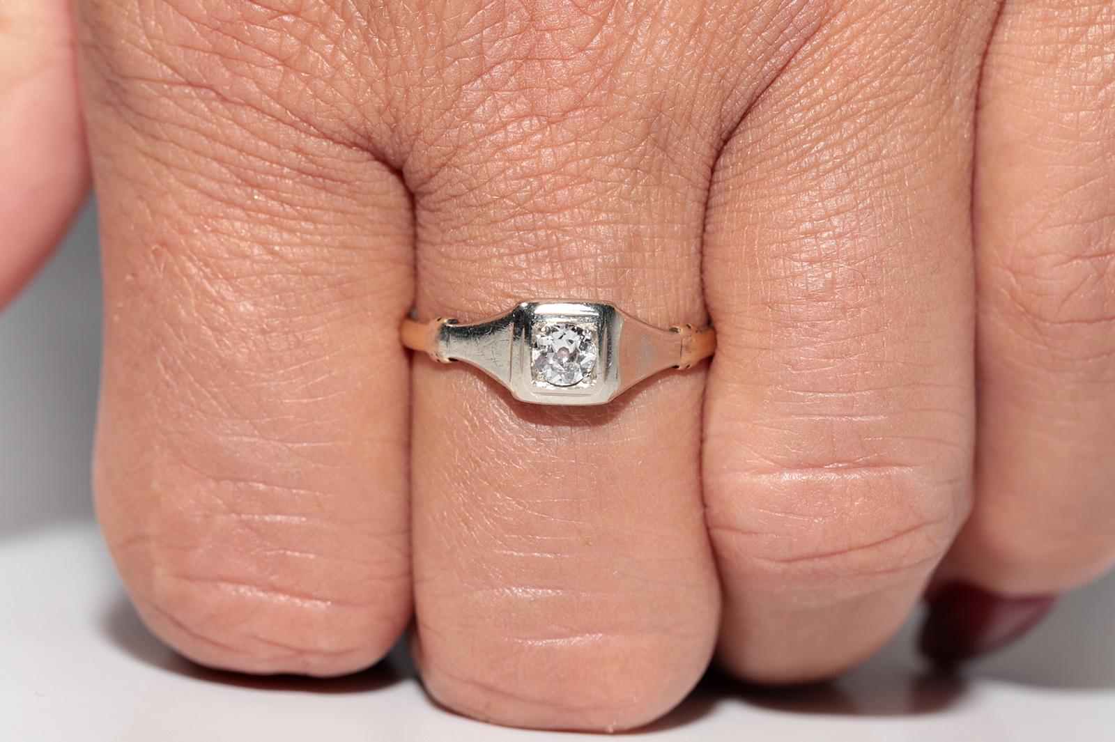 Antike CIRCA 1900s handgefertigt 14k Gold natürlichen alten Schnitt Diamant Solitär Ring im Angebot 12