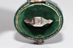 Antique Circa 1900s Handcrafted 14k Gold Natural Old Cut Diamond Solitaire Ring