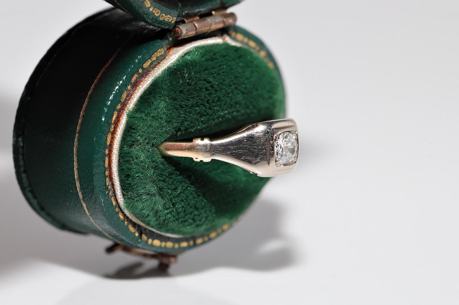 Antike CIRCA 1900s handgefertigt 14k Gold natürlichen alten Schnitt Diamant Solitär Ring (Viktorianisch) im Angebot