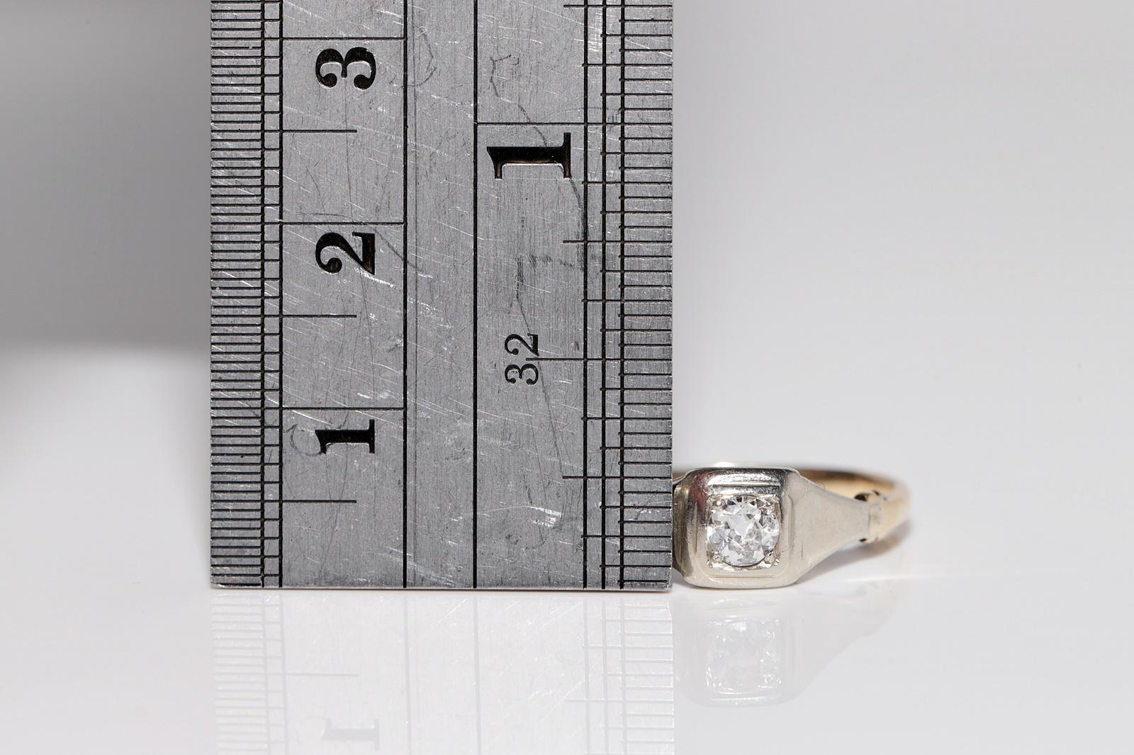 Antike CIRCA 1900s handgefertigt 14k Gold natürlichen alten Schnitt Diamant Solitär Ring im Zustand „Gut“ im Angebot in Fatih/İstanbul, 34