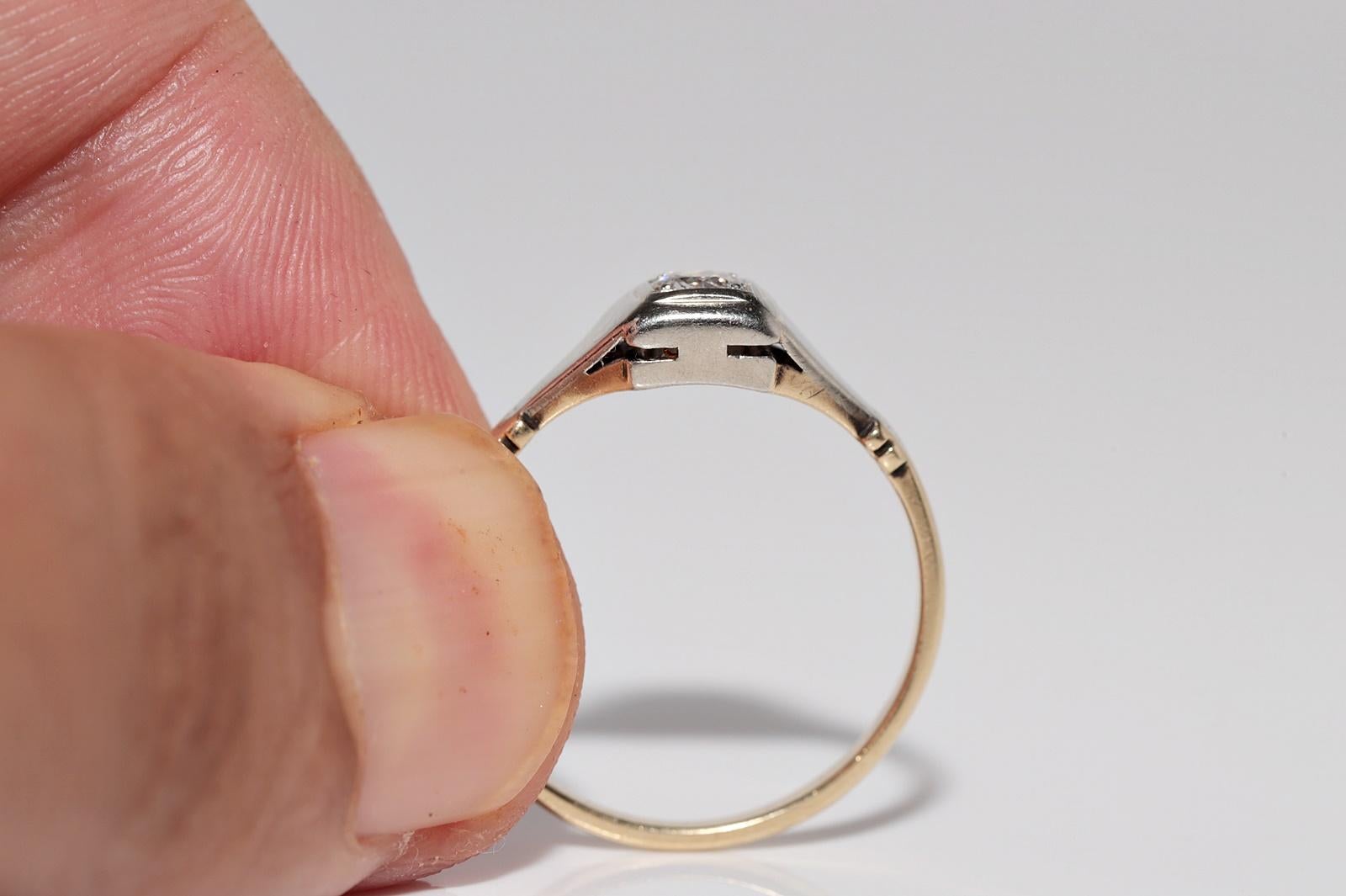 Antike CIRCA 1900s handgefertigt 14k Gold natürlichen alten Schnitt Diamant Solitär Ring im Angebot 2