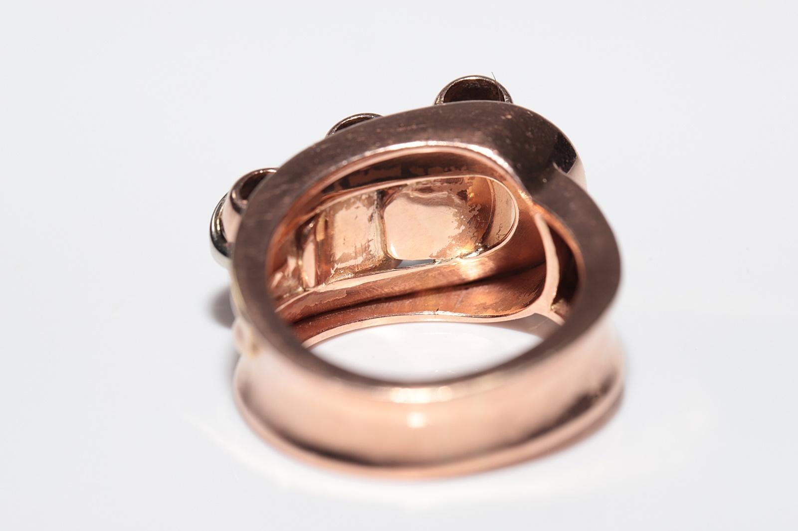 Donna Anello antico CIRCA 1900, realizzato a mano in oro 14k con diamanti naturali taglio vecchio in vendita
