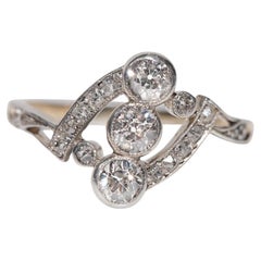 Antique Circa 1900s Handcrafted 14k Gold Top Silver Natural Diamond Ring Antique Circa 1900s Handcrafted 14k Gold Top Silver Natural Diamond Ring