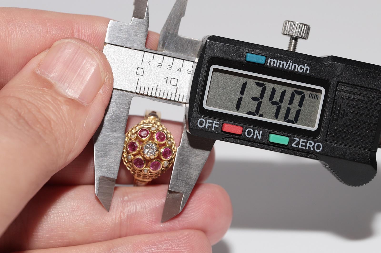 Antiker handgefertigter Ring aus 18 Karat Gold mit natürlichem Diamant und Rubin und Rubin Perle, um 1900 im Angebot 6