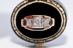 Antique Circa 1900s Handcrafted 18k Gold Natural Diamond Decorated Amazing Ring