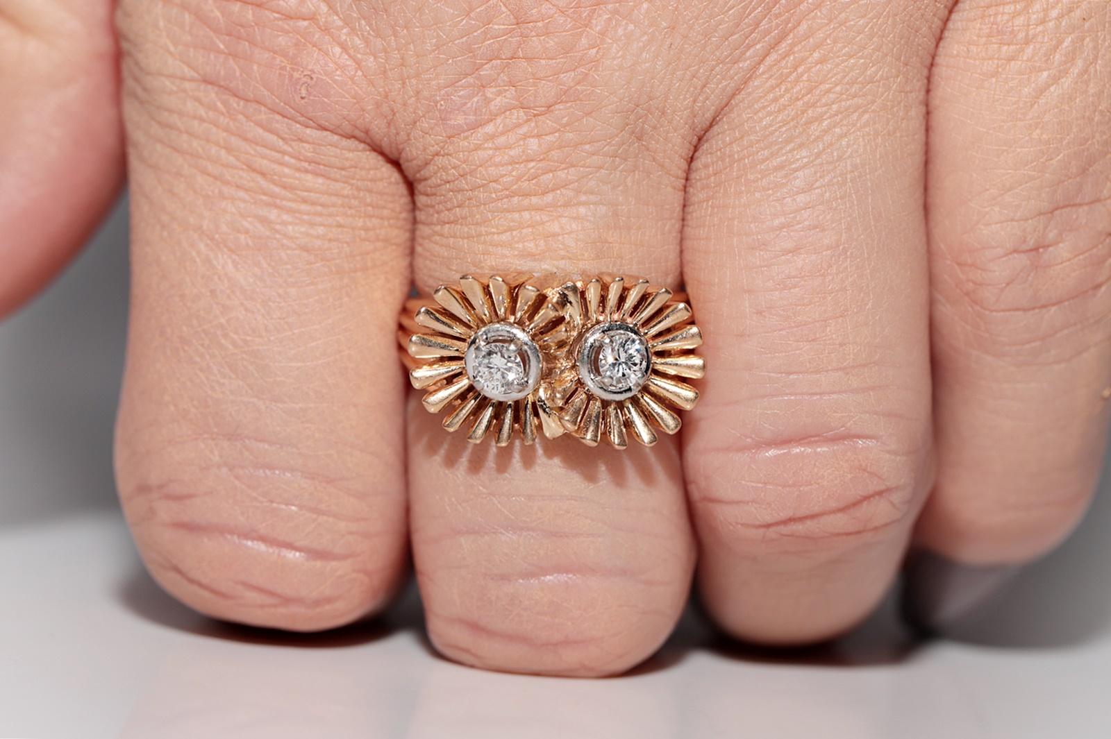 Antico anello decorato con diamanti naturali in oro 18 ct. del 1900 CIRCA in vendita 7