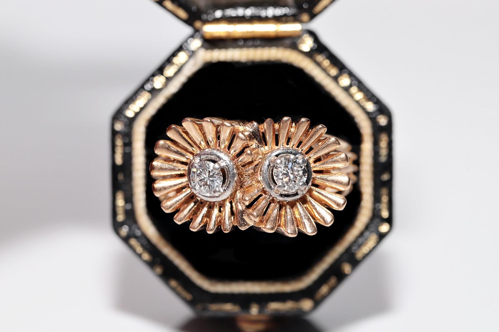 Antico anello decorato con diamanti naturali in oro 18 ct. del 1900 CIRCA in vendita 9