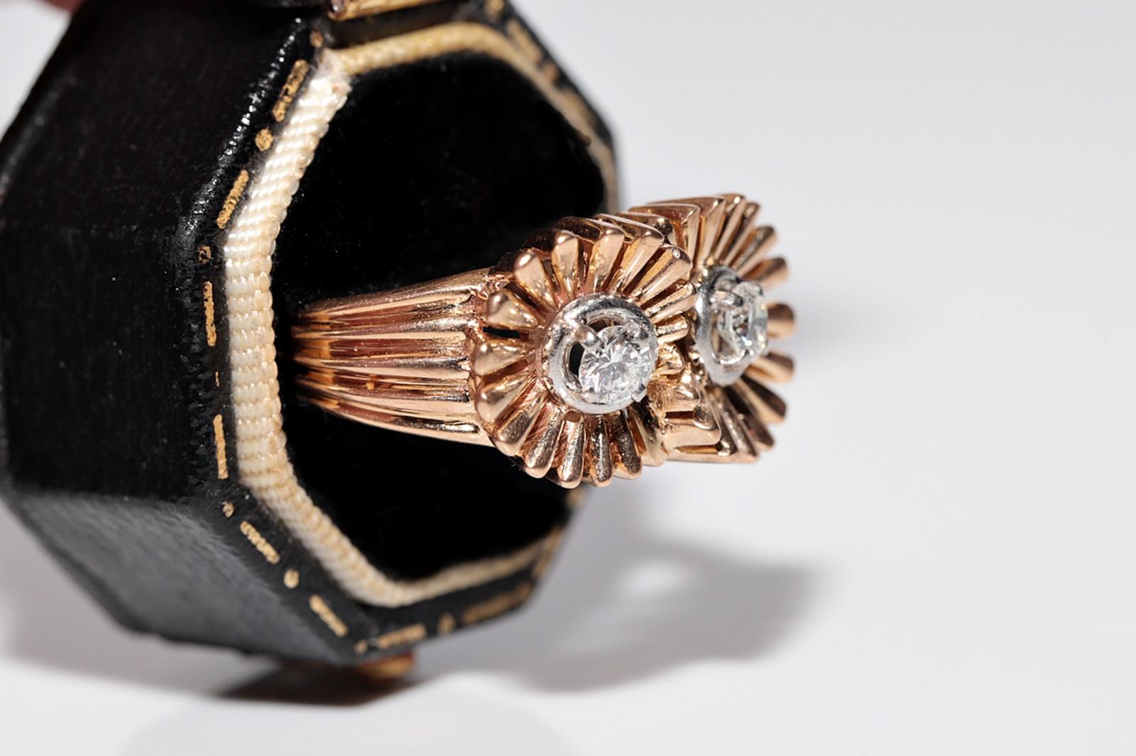 Antico anello decorato con diamanti naturali in oro 18 ct. del 1900 CIRCA in vendita 10
